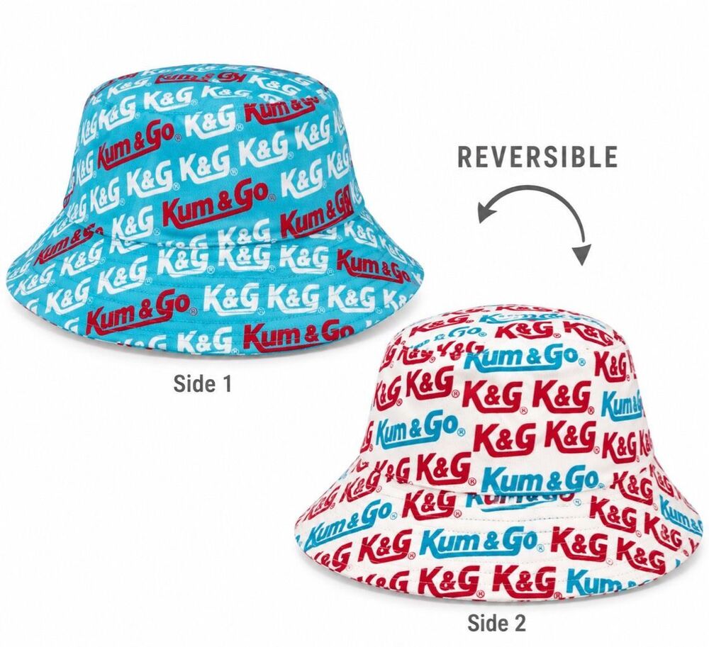 NWOT Kum & Go K&G Reversible Bucket Hat Discontinued Gas Station Logo Novelty